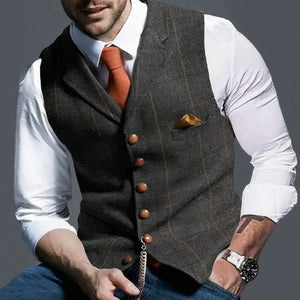 Regal - Stylish Timeless Men's Tailored Checkered Gilet