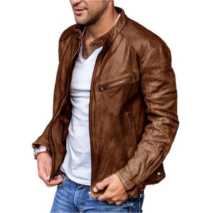 Maverik - Classic Men’s leather Jacket with Zipped Pockets