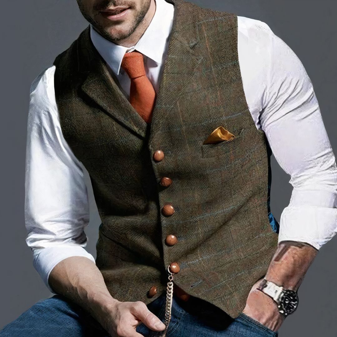 Regal - Stylish Timeless Men's Tailored Checkered Gilet