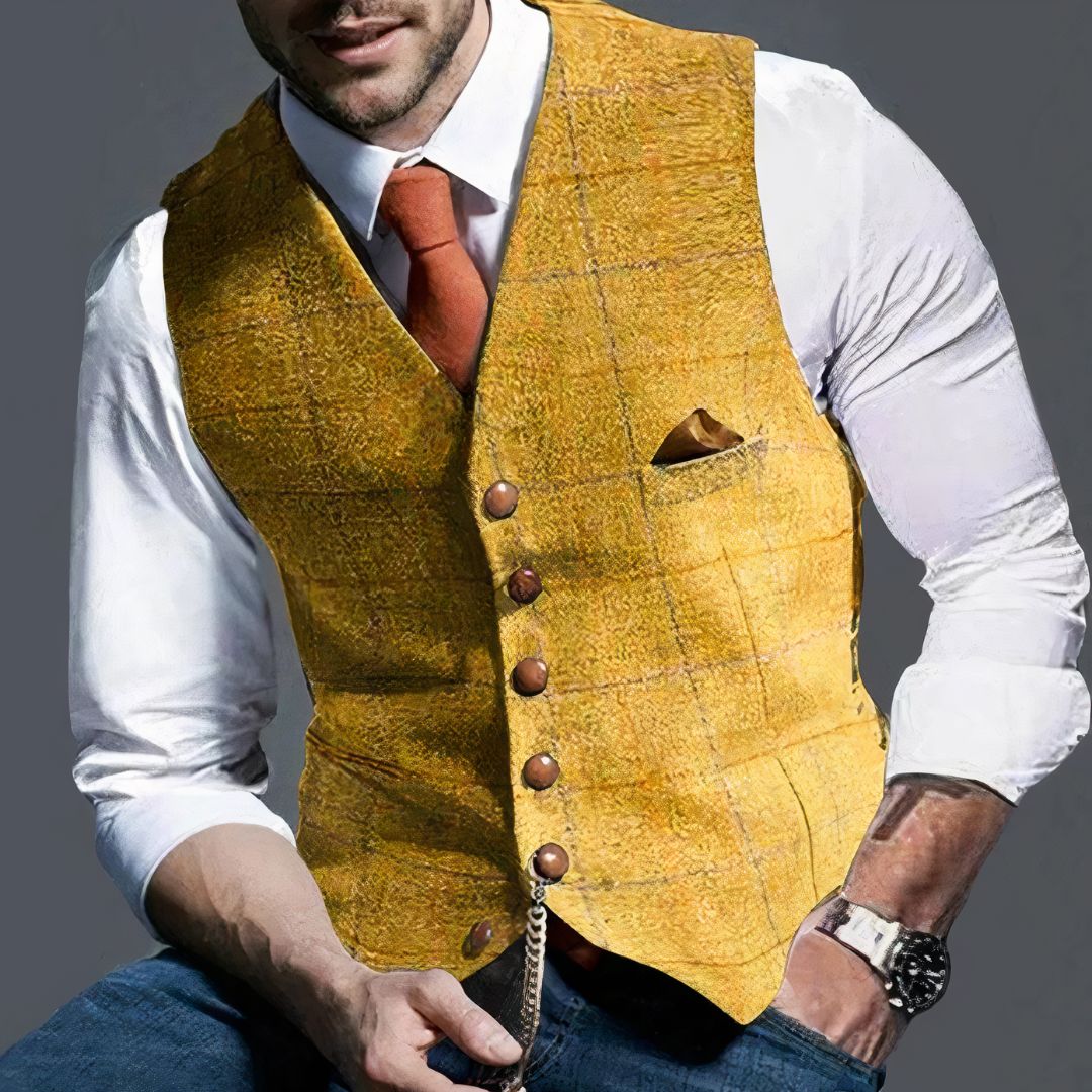 Regal - Stylish Timeless Men's Tailored Checkered Gilet