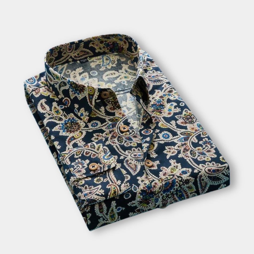 Carl - Elegant Classy Paisley Print Ethnic Wedding Shirt for Men