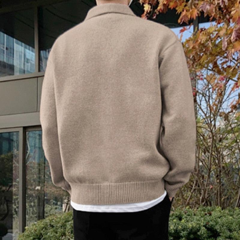 Cristian - Modern Woolen Button Half Zip for men