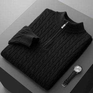 Dion - Woven 100% Cashmere Half Zip Sweater for Men