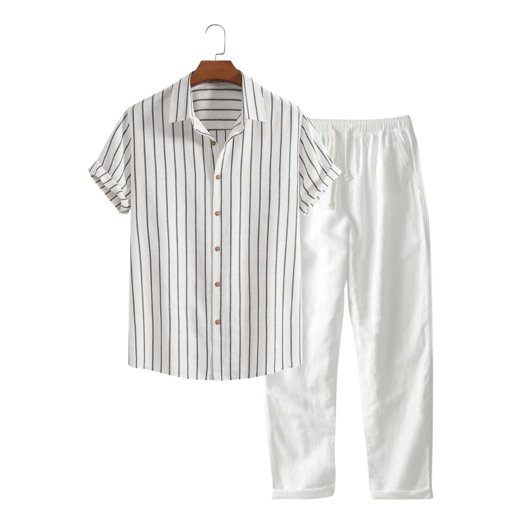 Douglas - Modern Stylish Striped Button Up Shirt & Linen Pants for Men