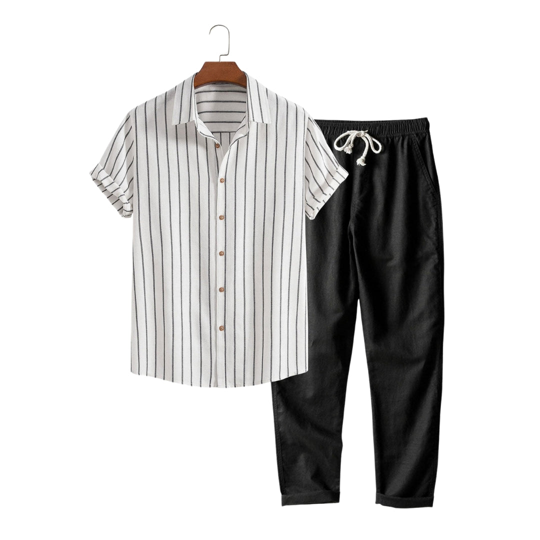 Douglas - Modern Stylish Striped Button Up Shirt & Linen Pants for Men