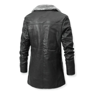 Alvano - Men's Long Leather Jacket with Sherpa Lining