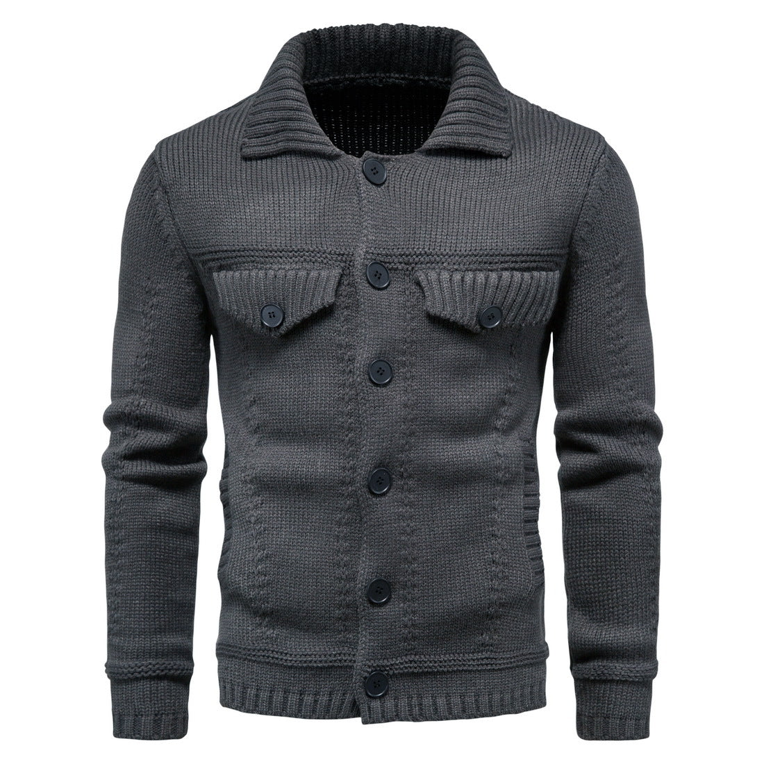 Tobias - Elegant Knitted Men's Cardigan With Turned Down Collar