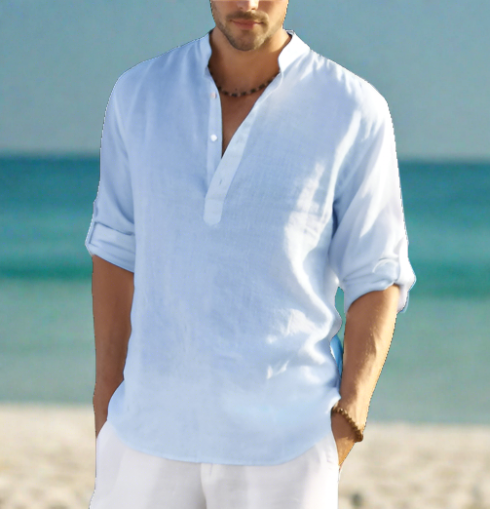 Nolan - Timeless Elegant Linen Shirt with Collar for Men