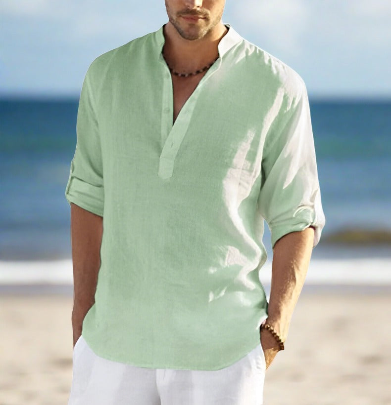 Nolan - Timeless Elegant Linen Shirt with Collar for Men