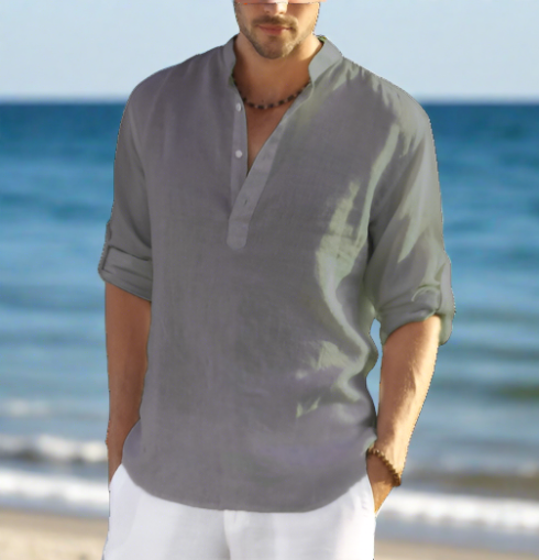 Nolan - Timeless Elegant Linen Shirt with Collar for Men