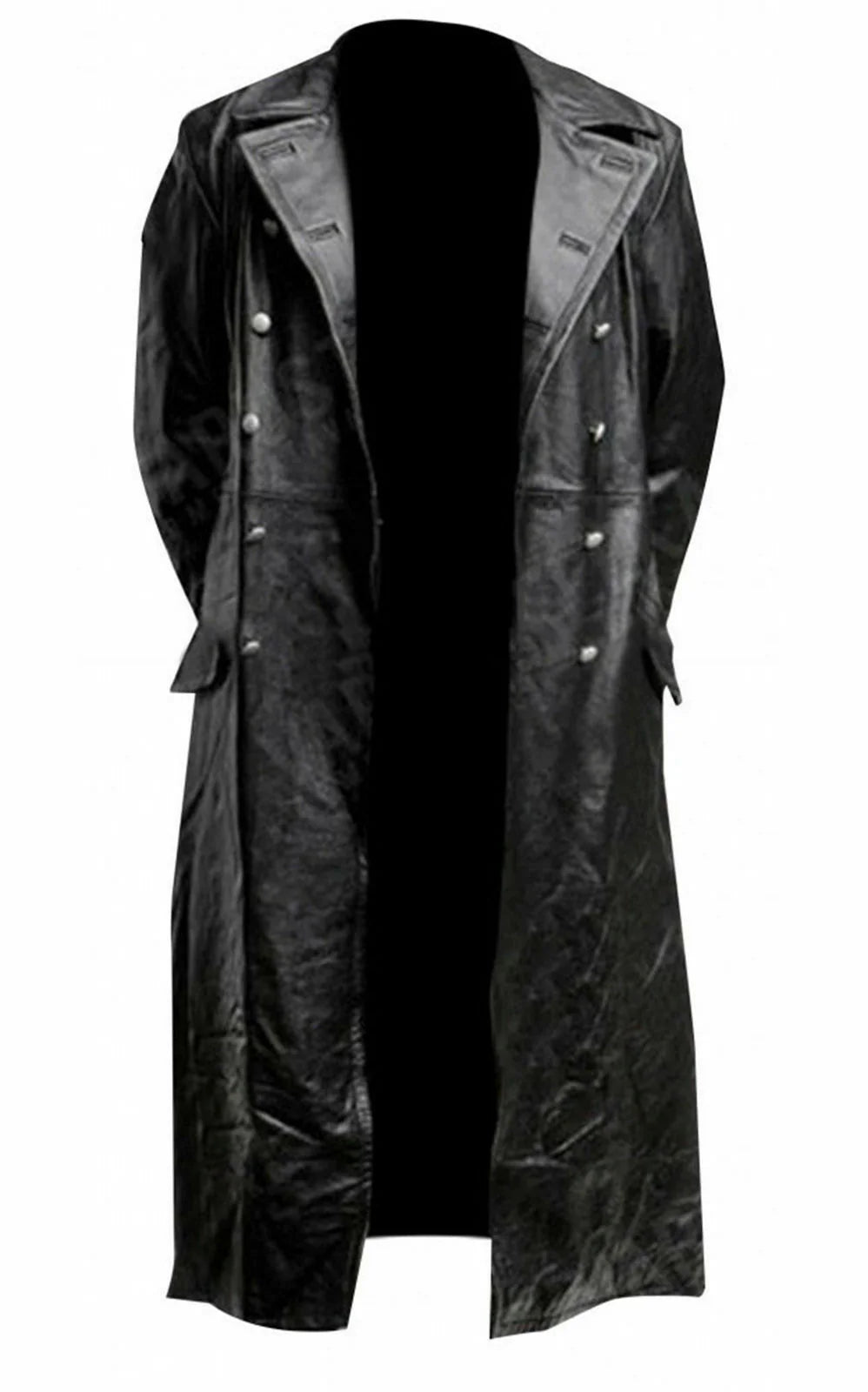 Oman - Long Leather Trench Coat for Men