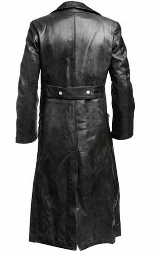 Oman - Long Leather Trench Coat for Men