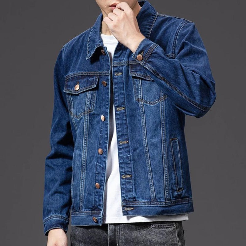 Riley – Timeless Denim Jacket with Chest Pockets for Men