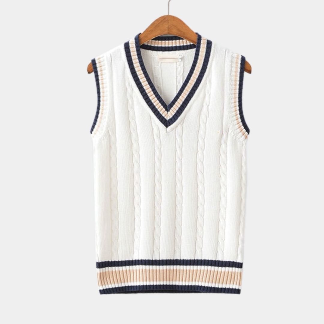 Stone - Sleeveless Knitted V-Neck Sweater