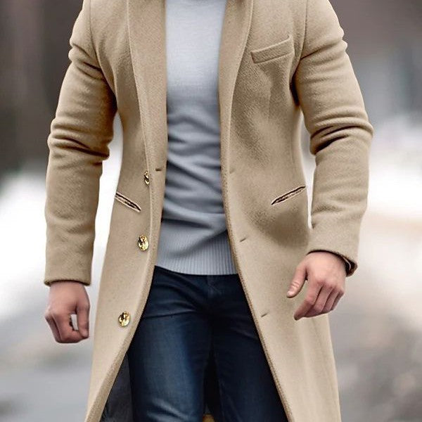 Orion - Long Coat with Turn-Down Collar for Men