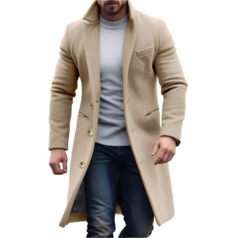 Orion - Long Coat with Turn-Down Collar for Men