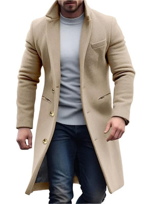 Orion - Long Coat with Turn-Down Collar for Men