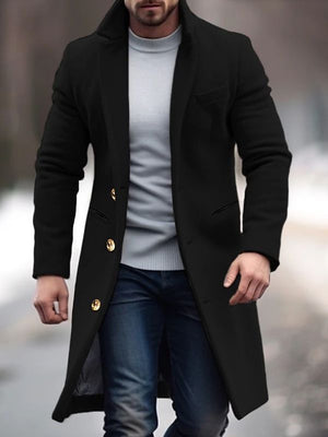 Orion - Long Coat with Turn-Down Collar for Men