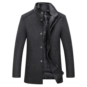 Borealis - Stylish Men's Warm Wool Stand Collar Long Coat