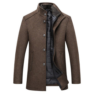 Borealis - Stylish Men's Warm Wool Stand Collar Long Coat